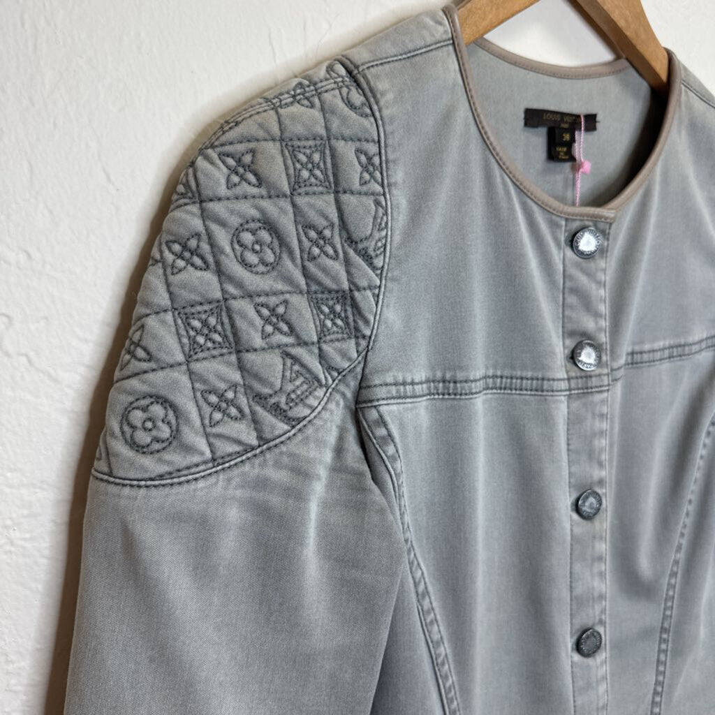 Gray Denim Logo Dress