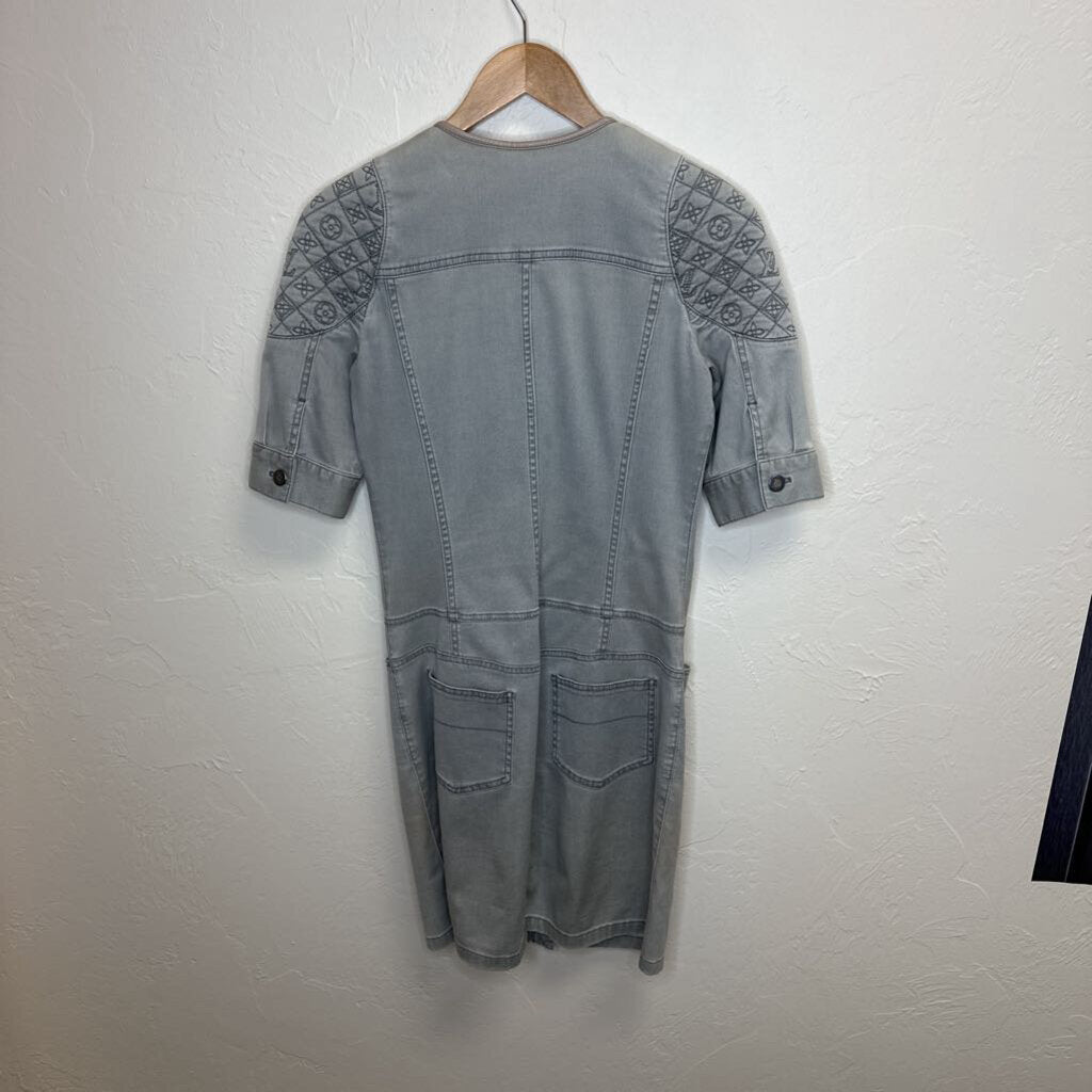 Gray Denim Logo Dress