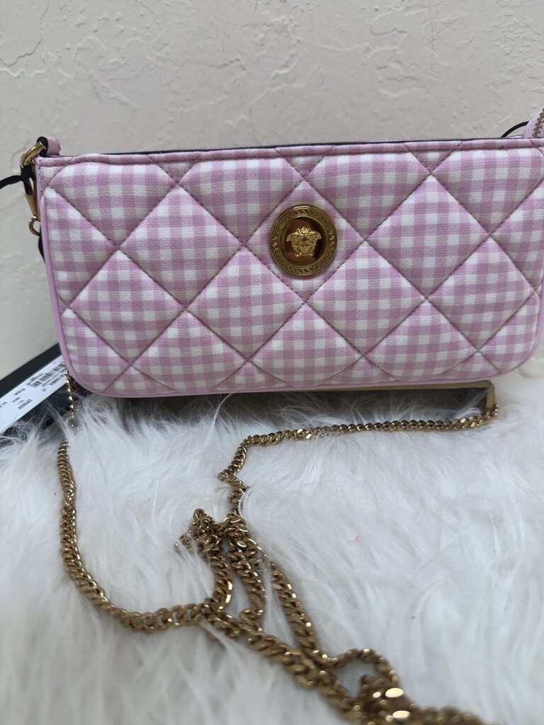 Pink Gingham Quilted Handbag