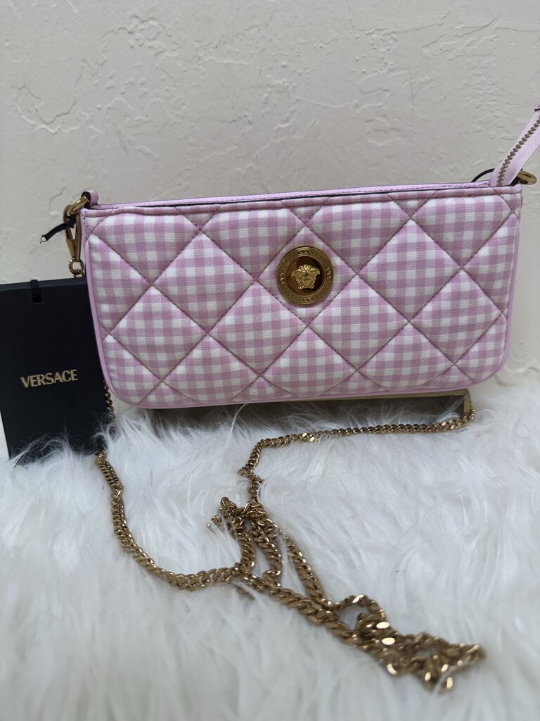 Pink Gingham Quilted Handbag