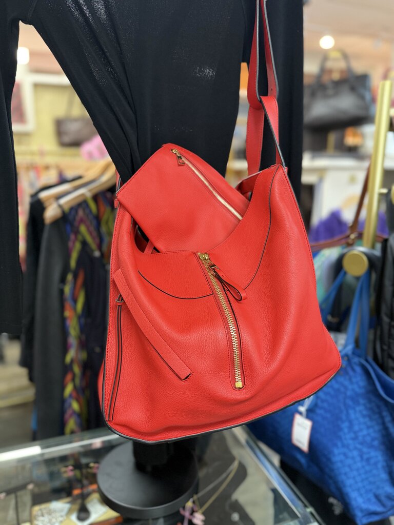 Cherry Red Calfskin Hammock Shoulder Bag