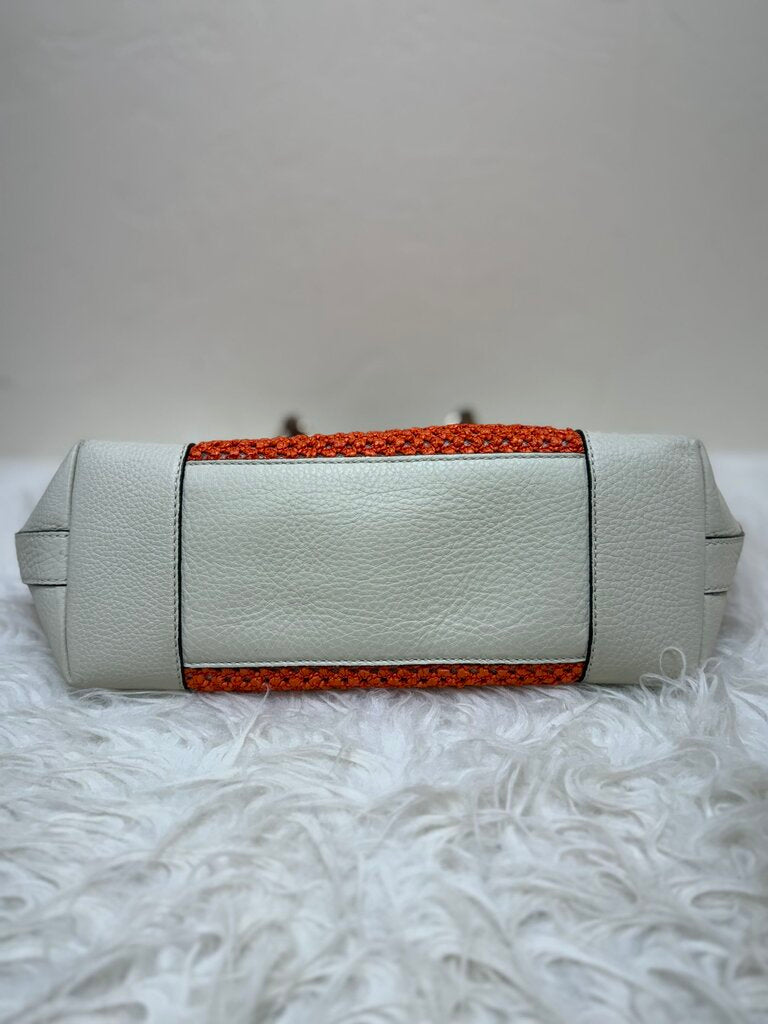 Orange Bamboo Handle Shopper Tote