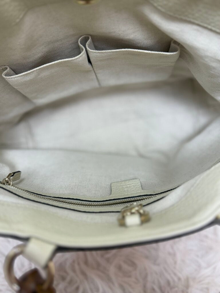 Orange Bamboo Handle Shopper Tote