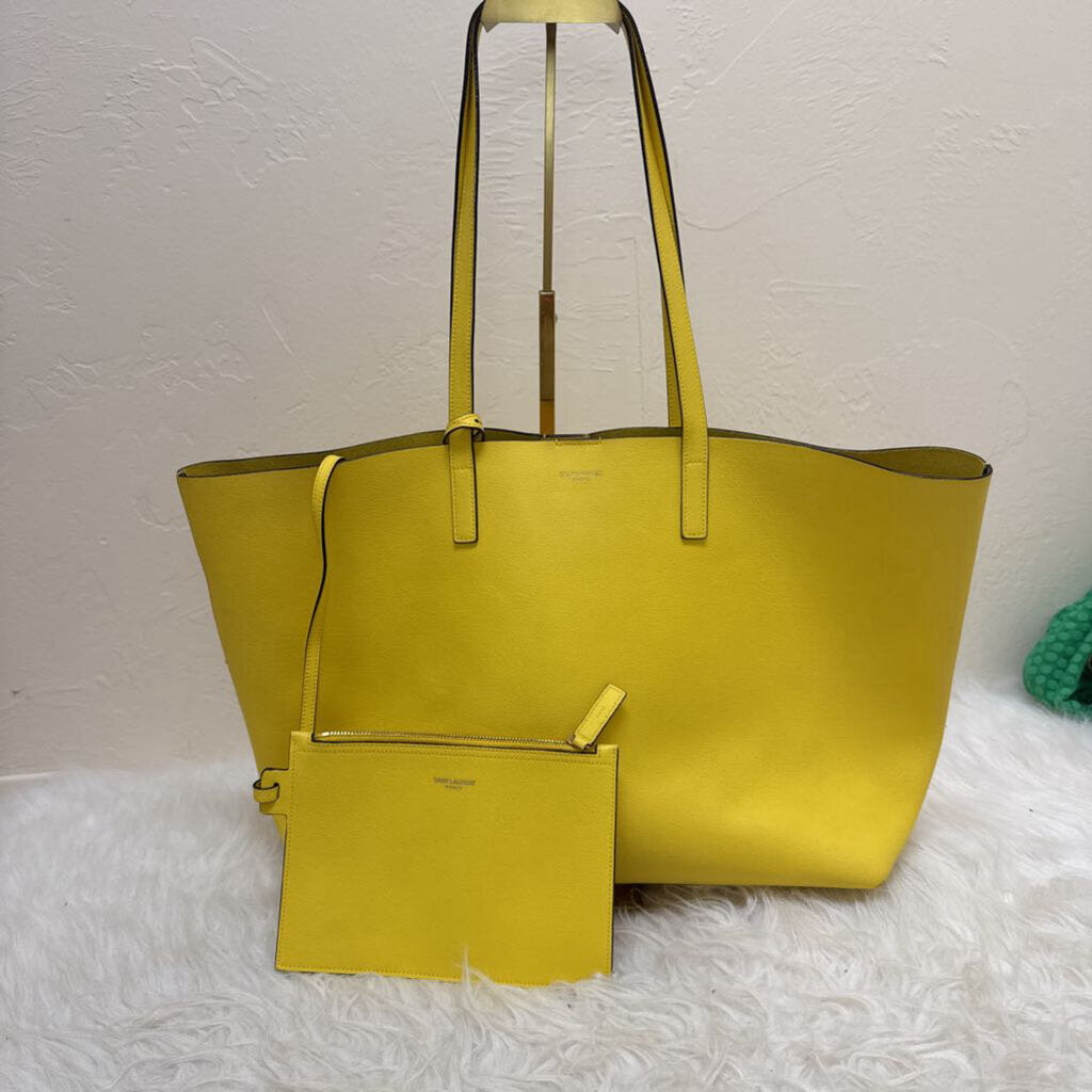 Yellow Leather East West Shopping Tote
