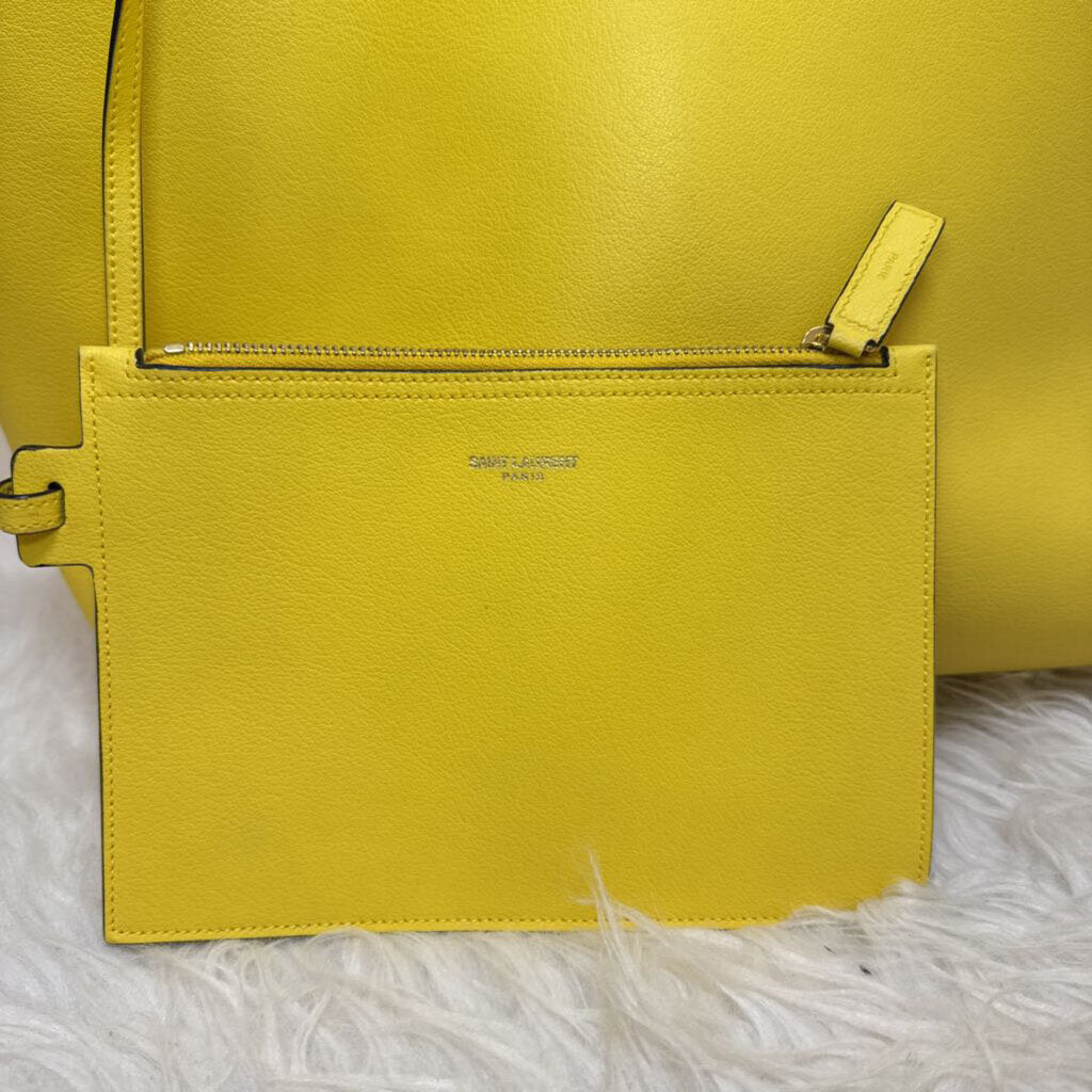 Yellow Leather East West Shopping Tote