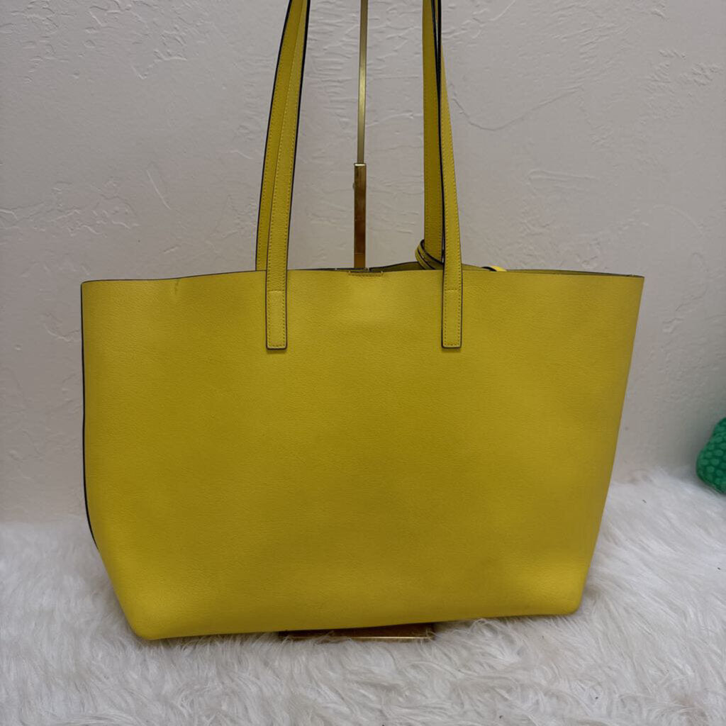 Yellow Leather East West Shopping Tote