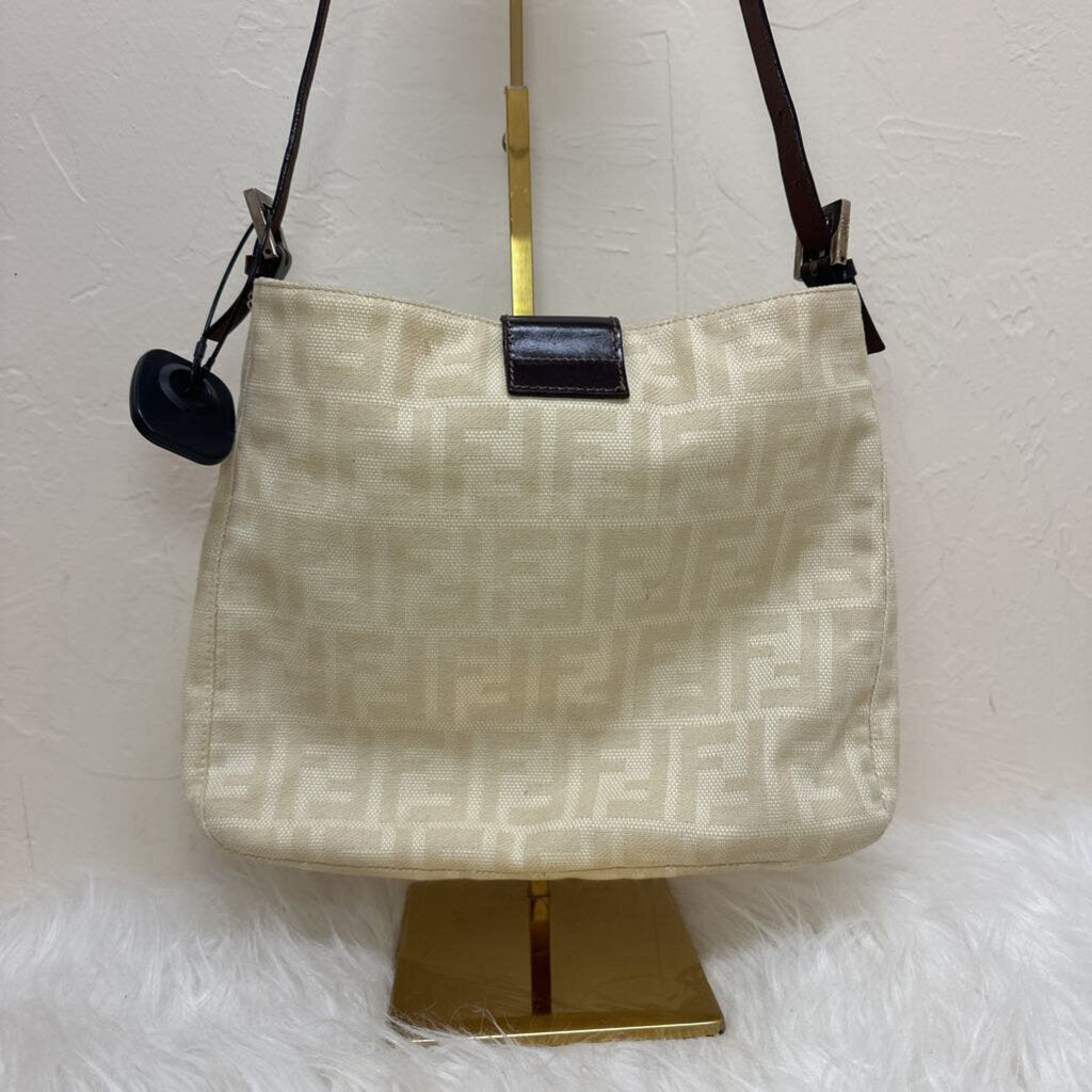 Leather Trim Zucca Shoulder Bag