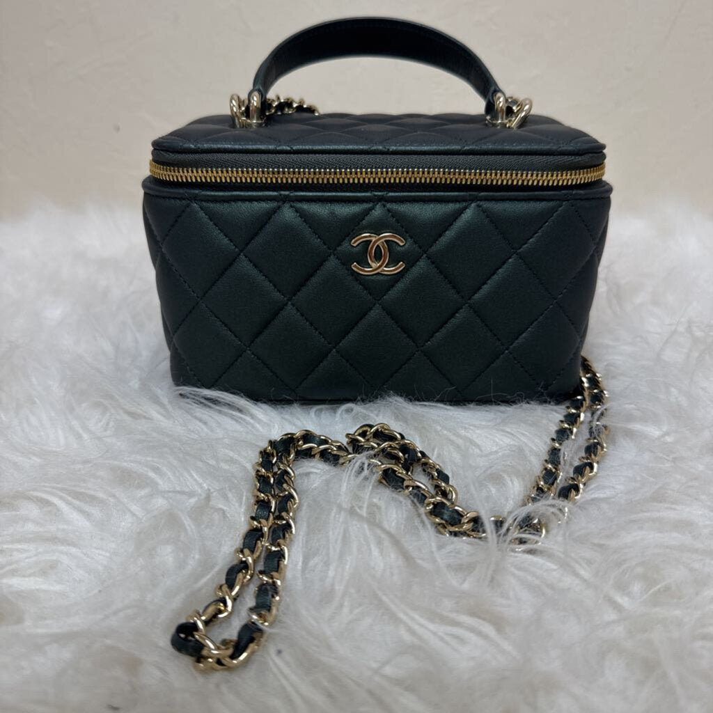 Top Handle Slim Calfskin Vanity Crossbody Case