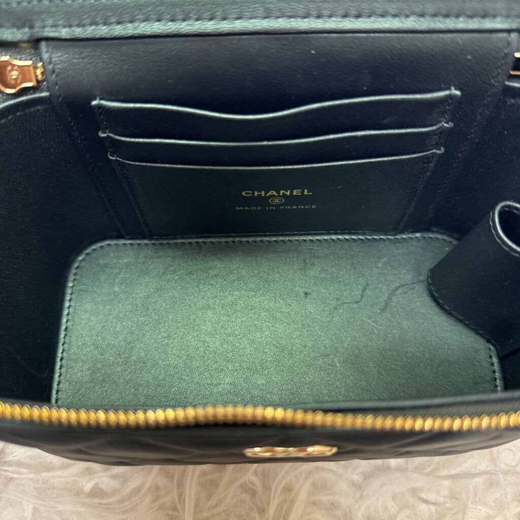 Top Handle Slim Calfskin Vanity Crossbody Case