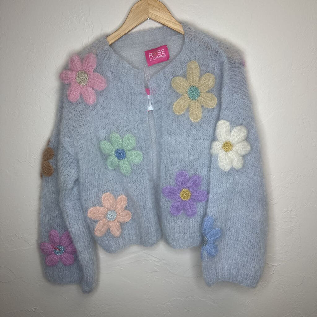 Mohair Open-Front Flower-Embellished bolero