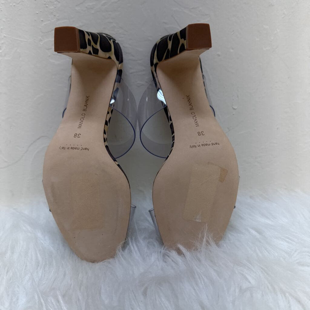Manolo Blahnik Clear Strap Animal Print Heels