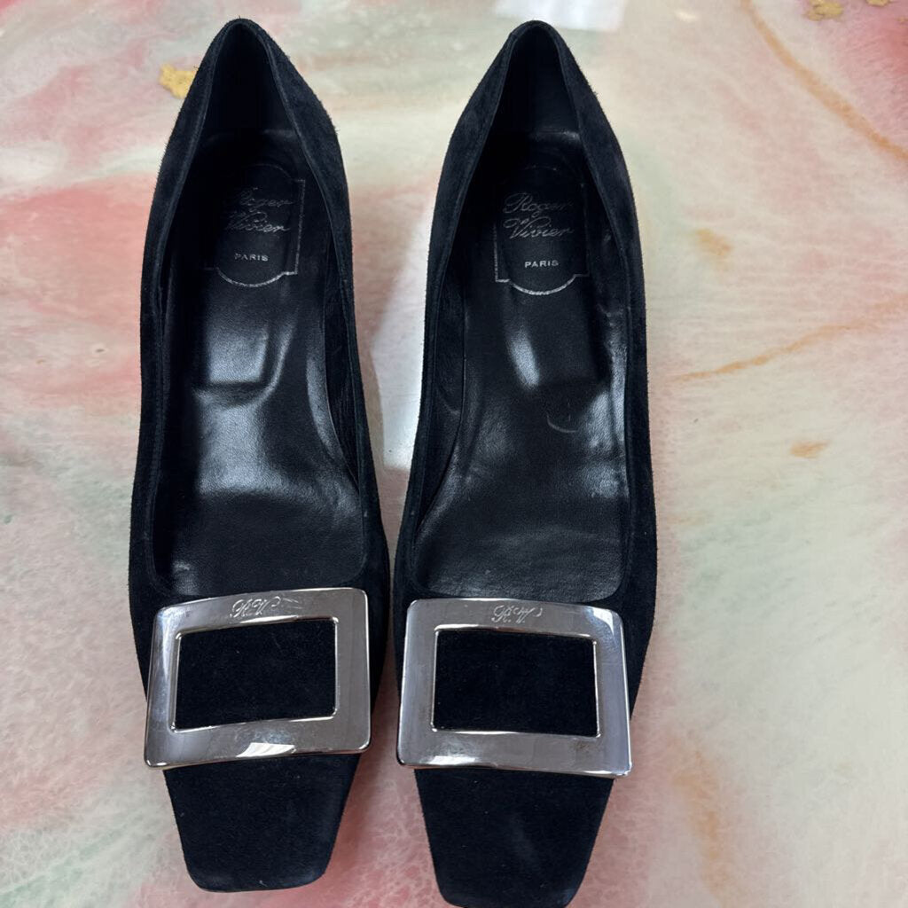 Black Suede Block Heels