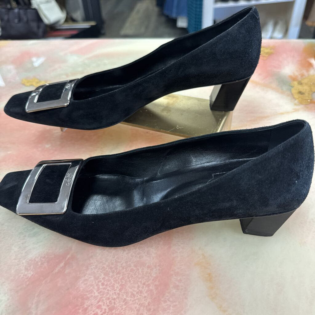 Black Suede Block Heels