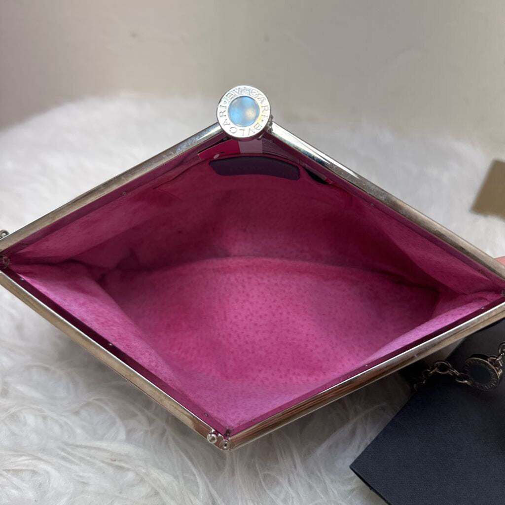 Silver Blue Kiss Lock Clutch