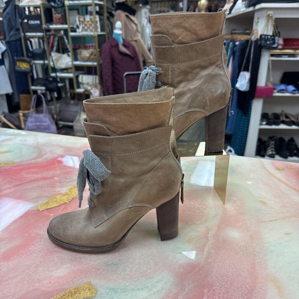 Leather Colorblock Pattern Combat Boots