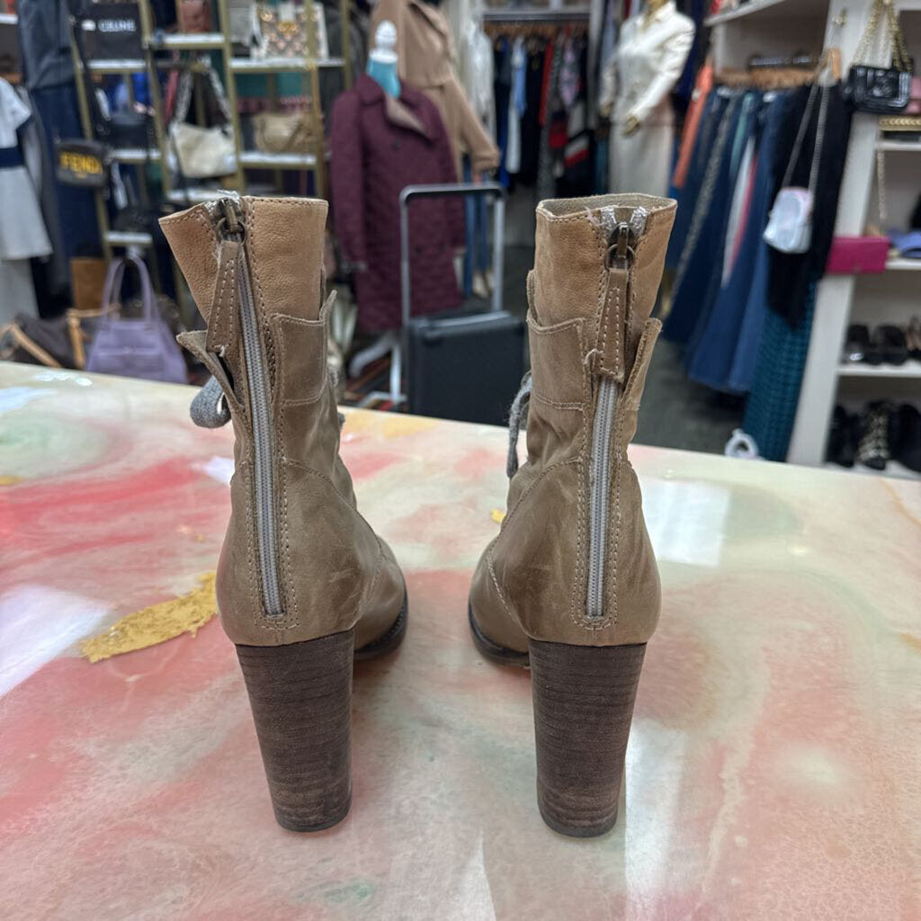 Leather Colorblock Pattern Combat Boots