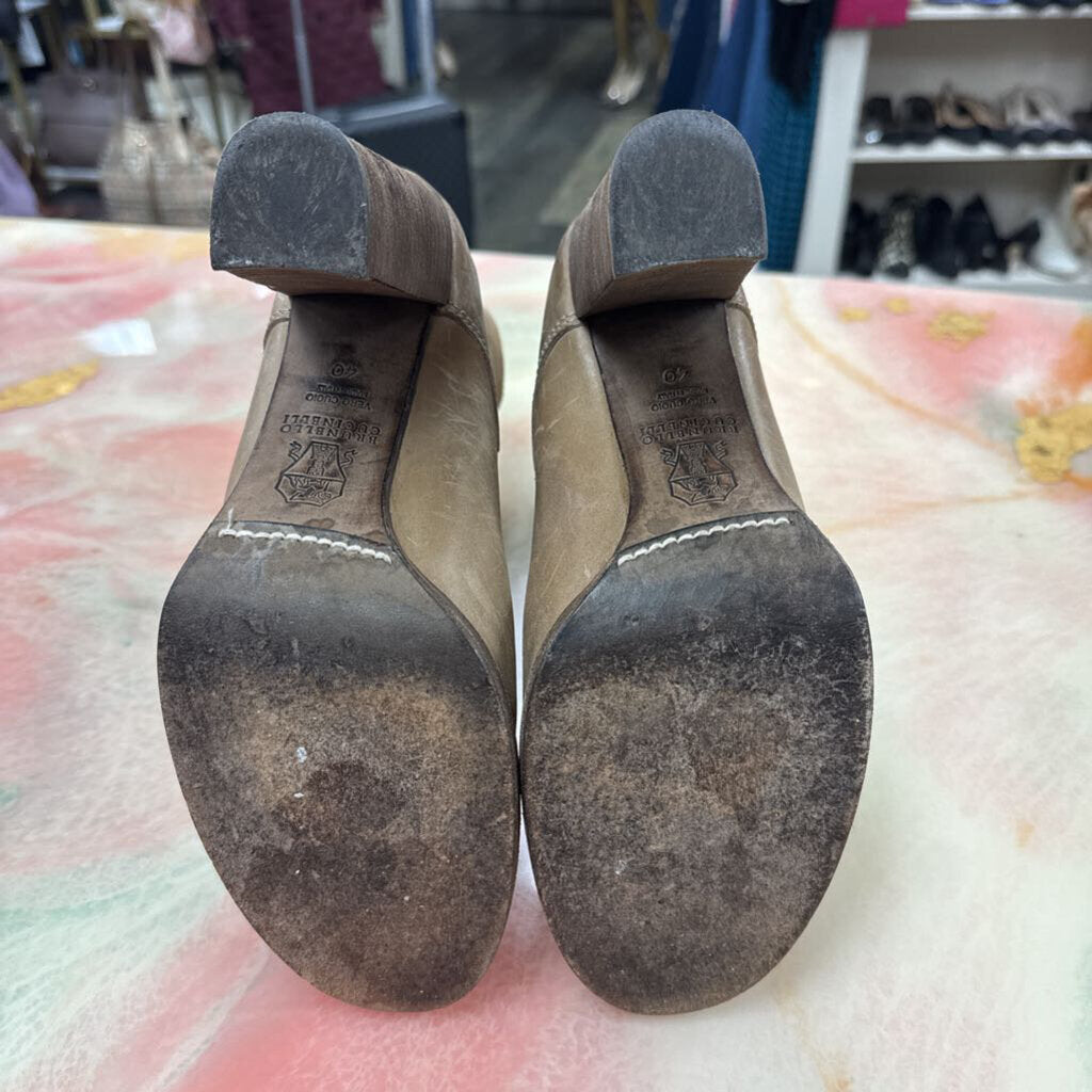 Leather Colorblock Pattern Combat Boots