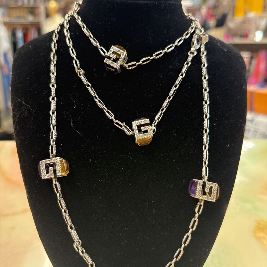 Elegant Multi-Chain Necklace with Colorful Beads