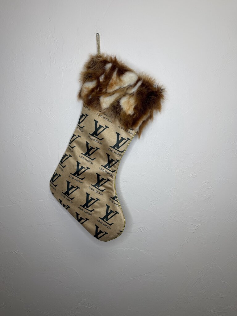 LV Brown Fur Trim Stocking