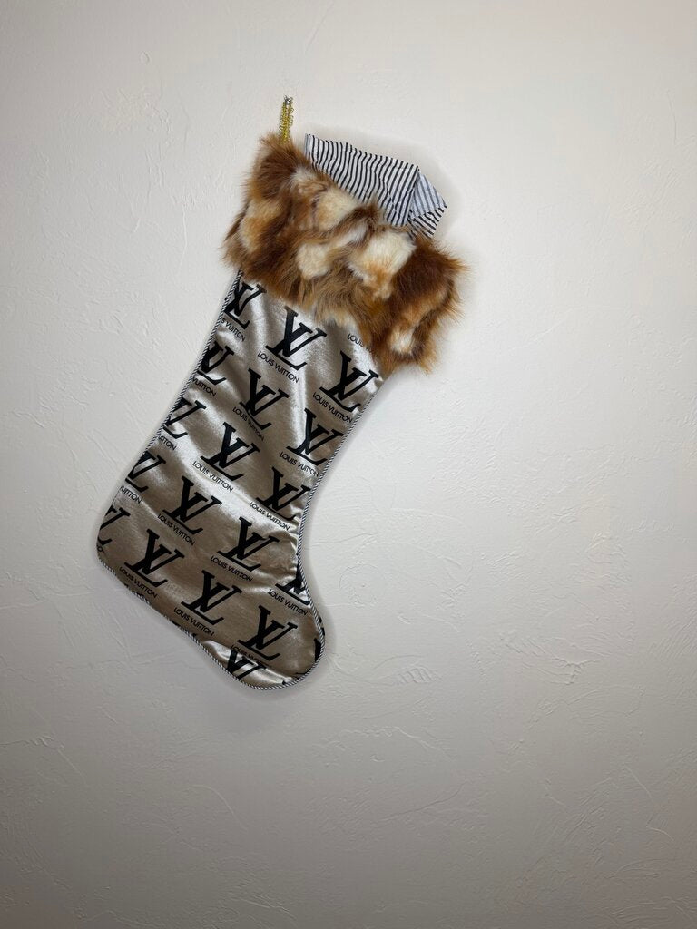 LV Brown Fur Trim Stocking