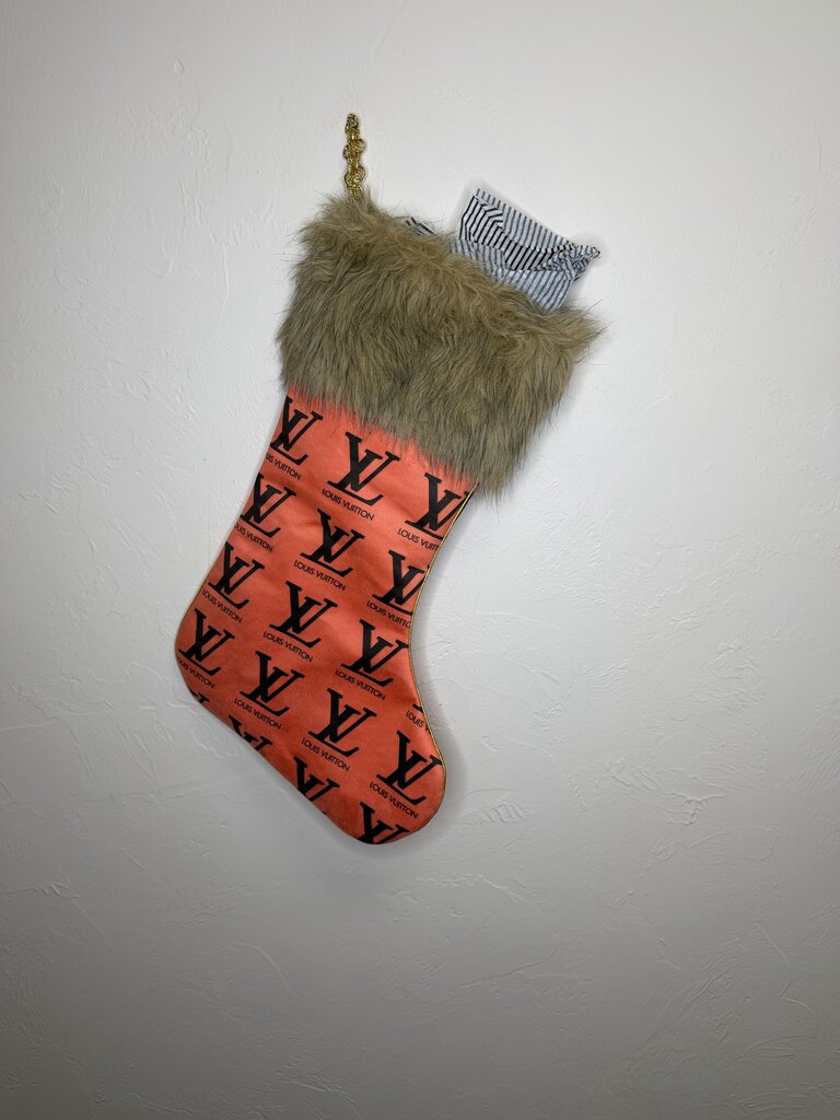 LV Brown Fur Trim Stocking
