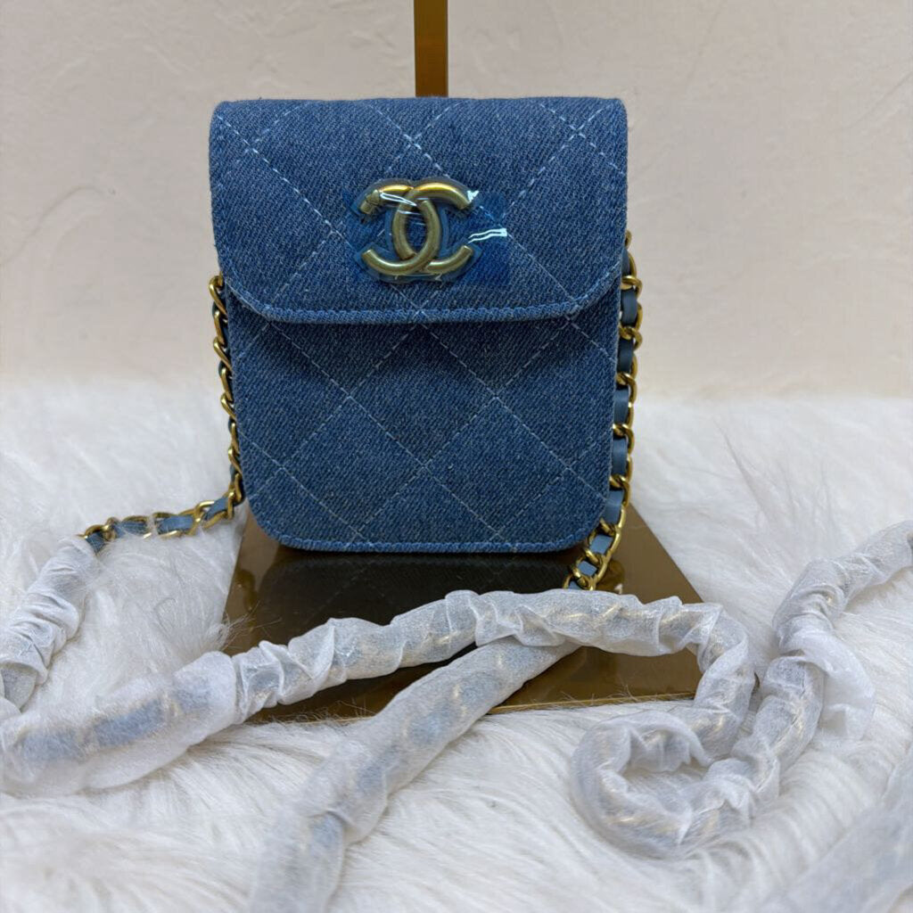 Denim Quilted Flap Mini