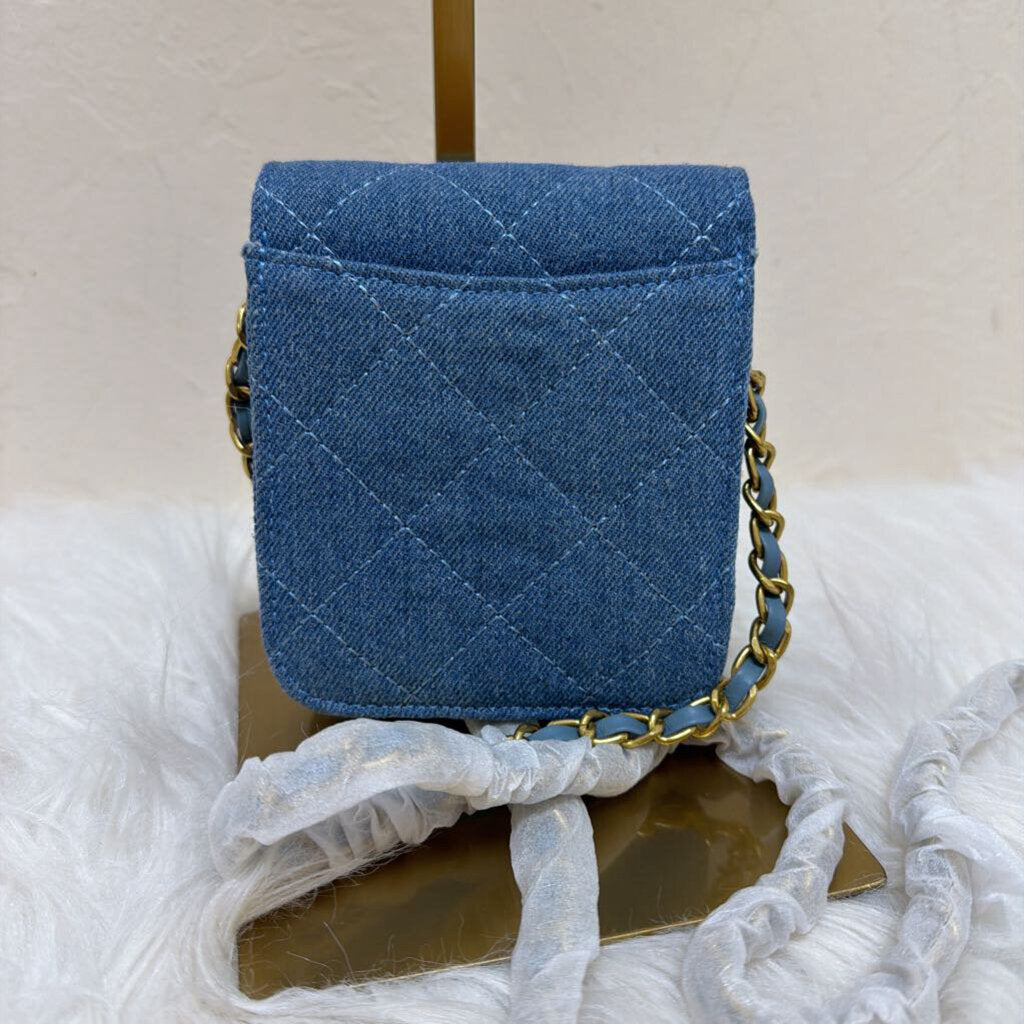 Denim Quilted Flap Mini