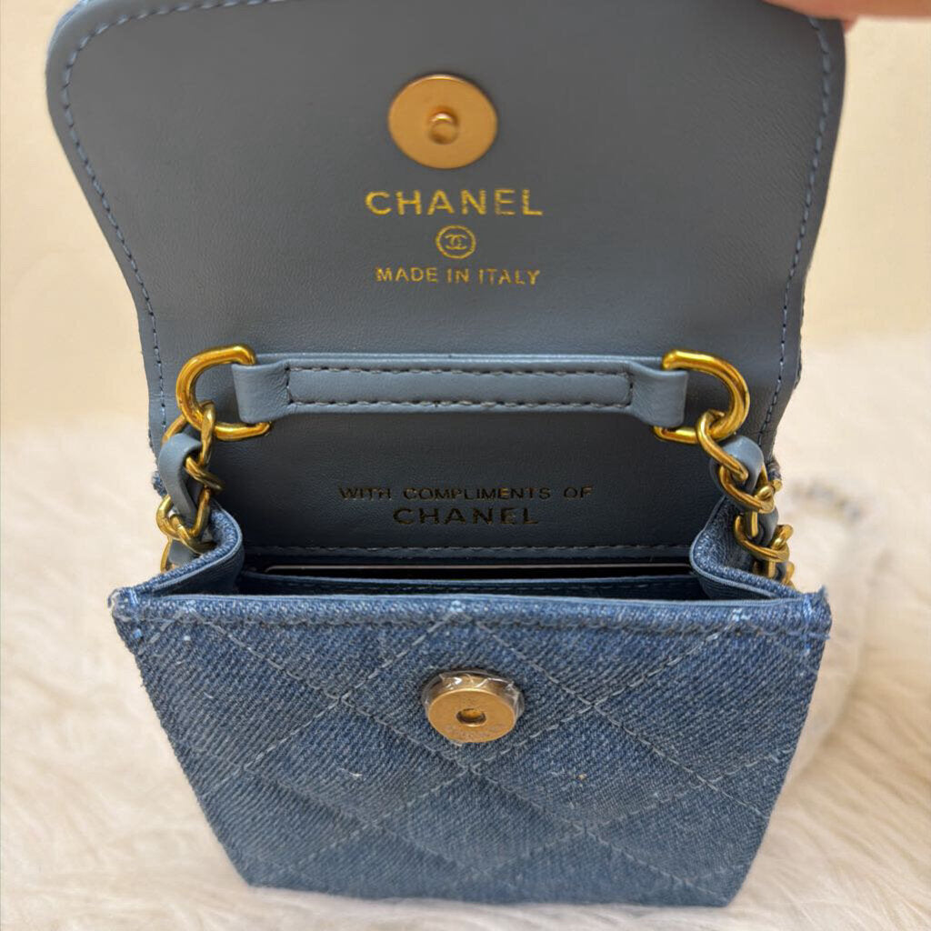 Denim Quilted Flap Mini