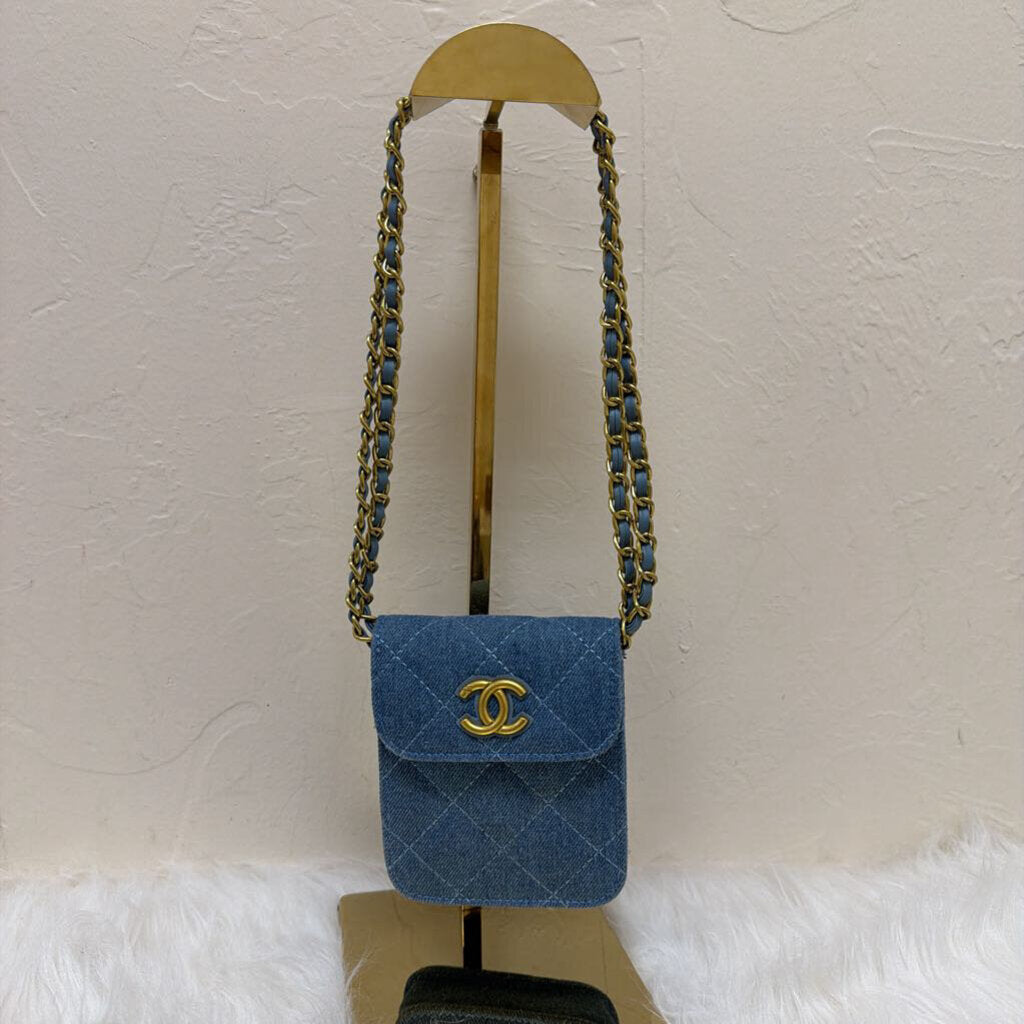 Denim Quilted Flap Mini