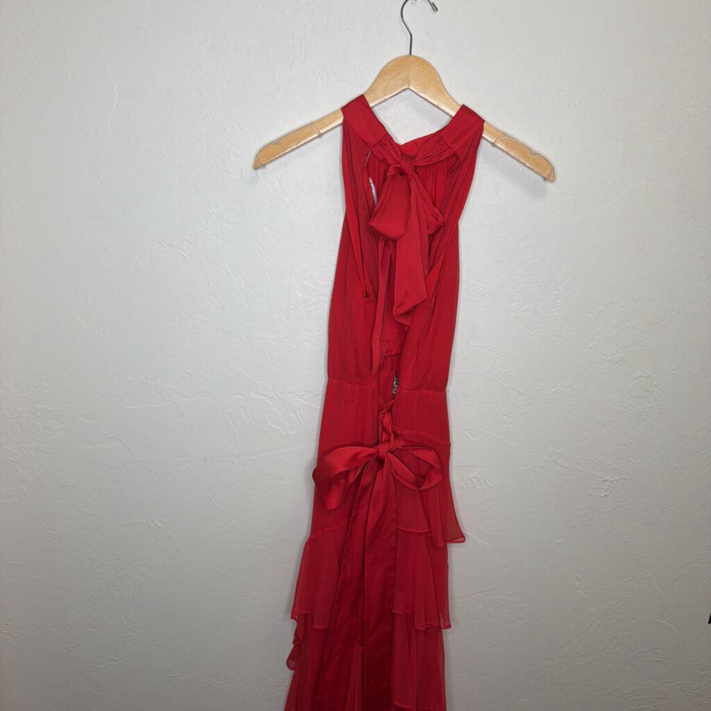 Red Backless Gown