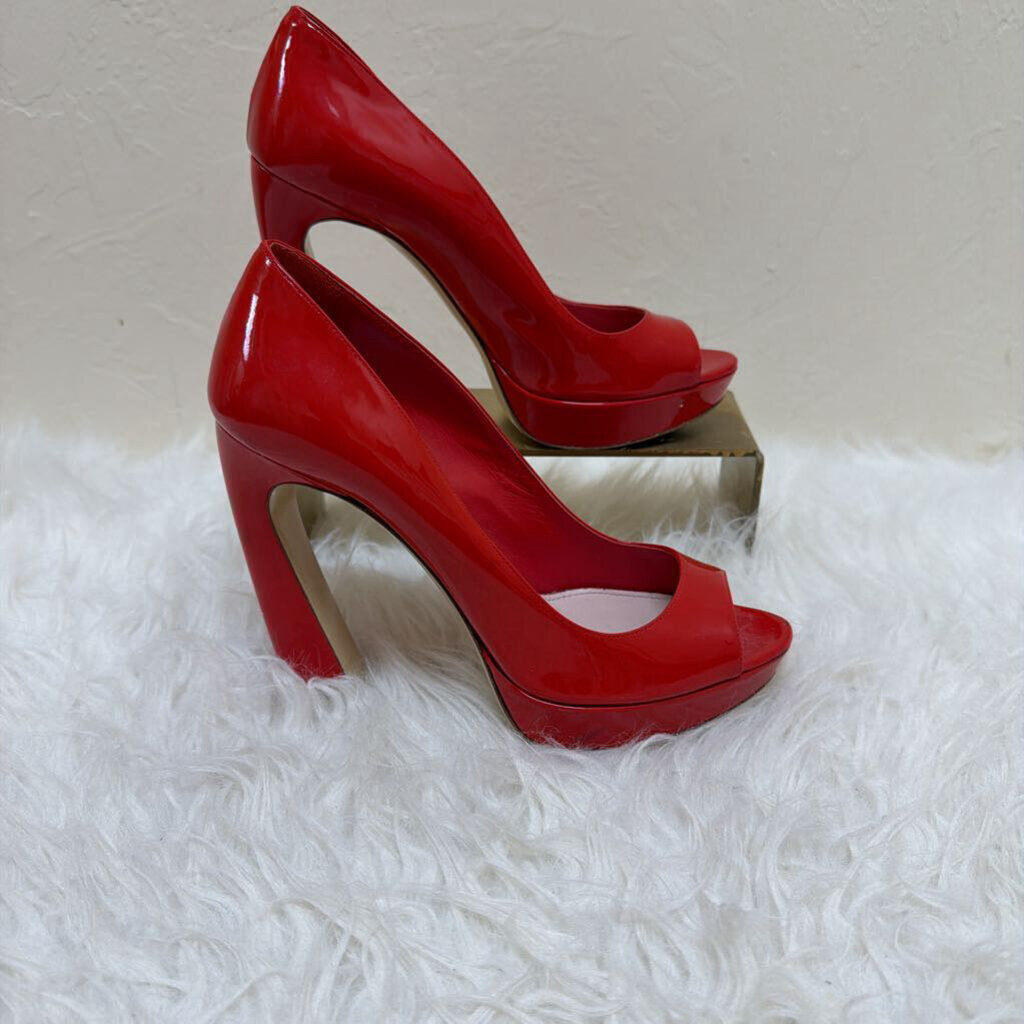 Red Patent Peep Toes
