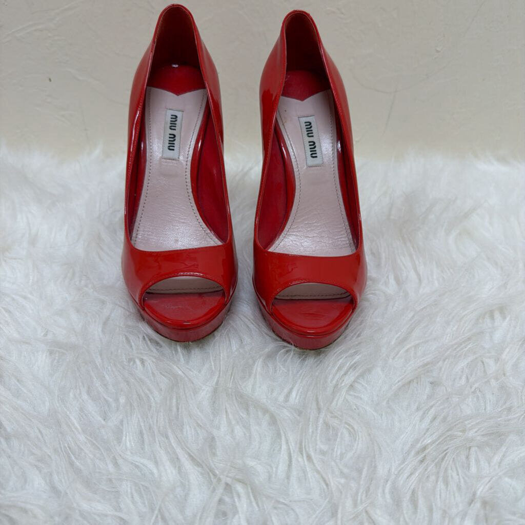 Red Patent Peep Toes