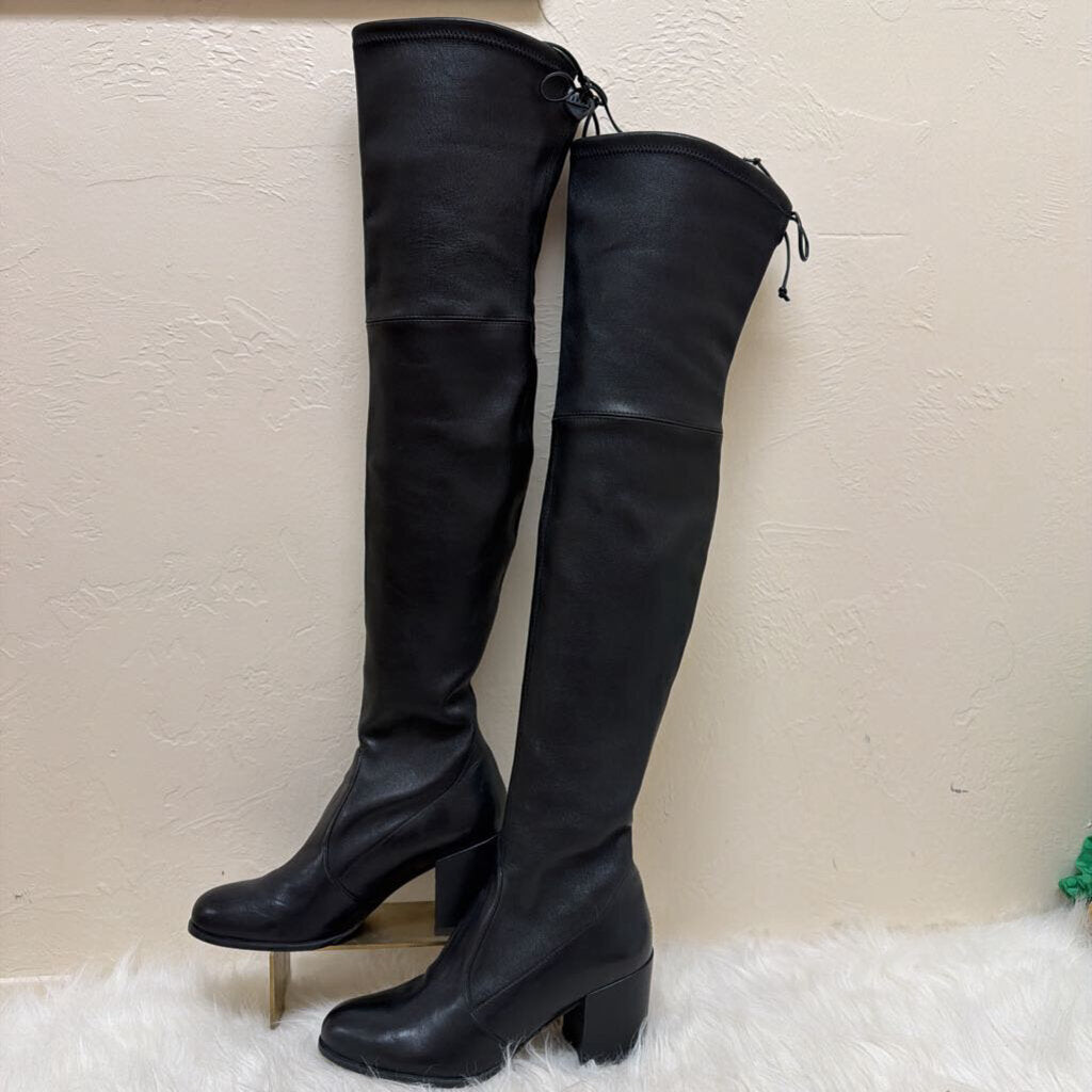Black Leather Over the Knee Boots