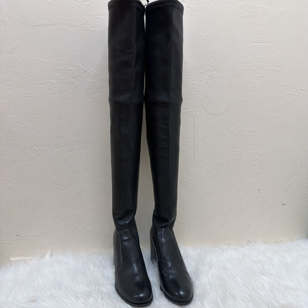 Black Leather Over the Knee Boots