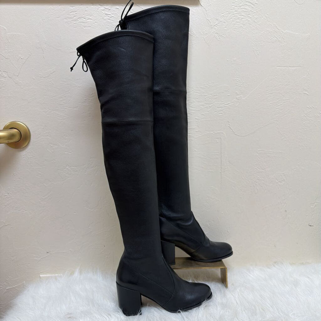 Black Leather Over the Knee Boots