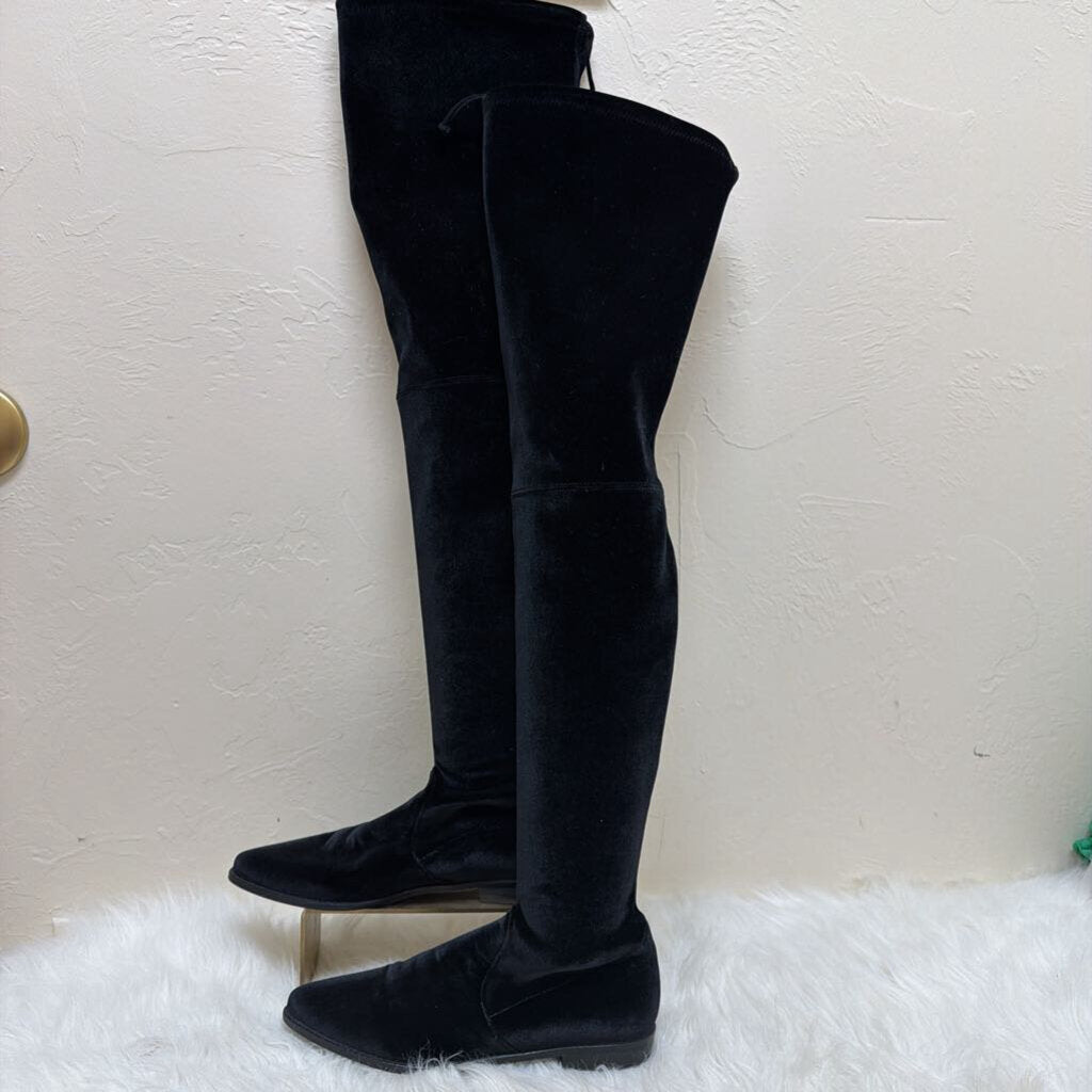 Black Leather Over the Knee Boots