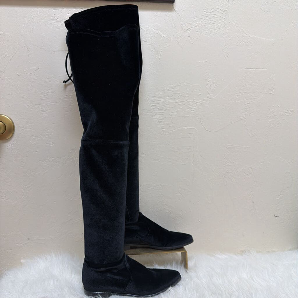 Black Leather Over the Knee Boots