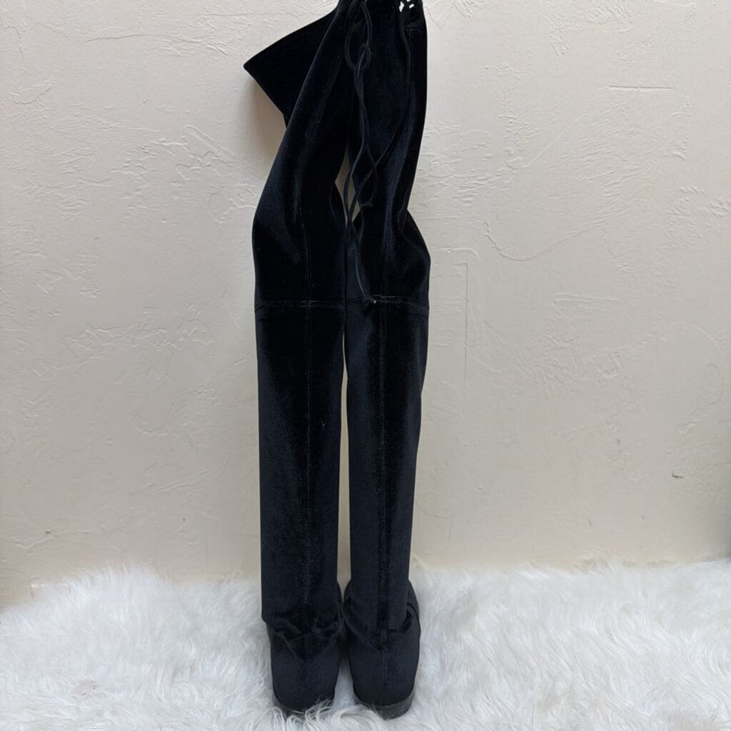 Black Leather Over the Knee Boots