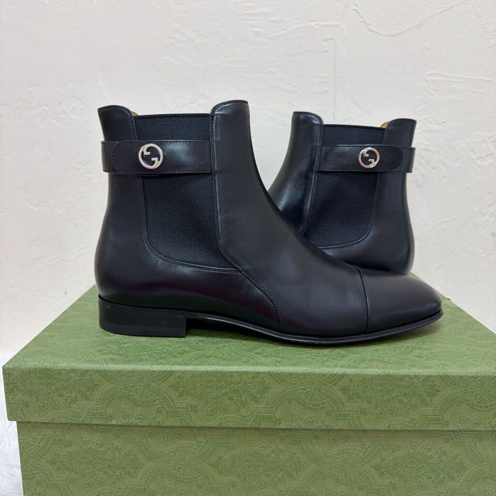 Mens Blondie Leather Buckle Chelsea Boots W/BOX