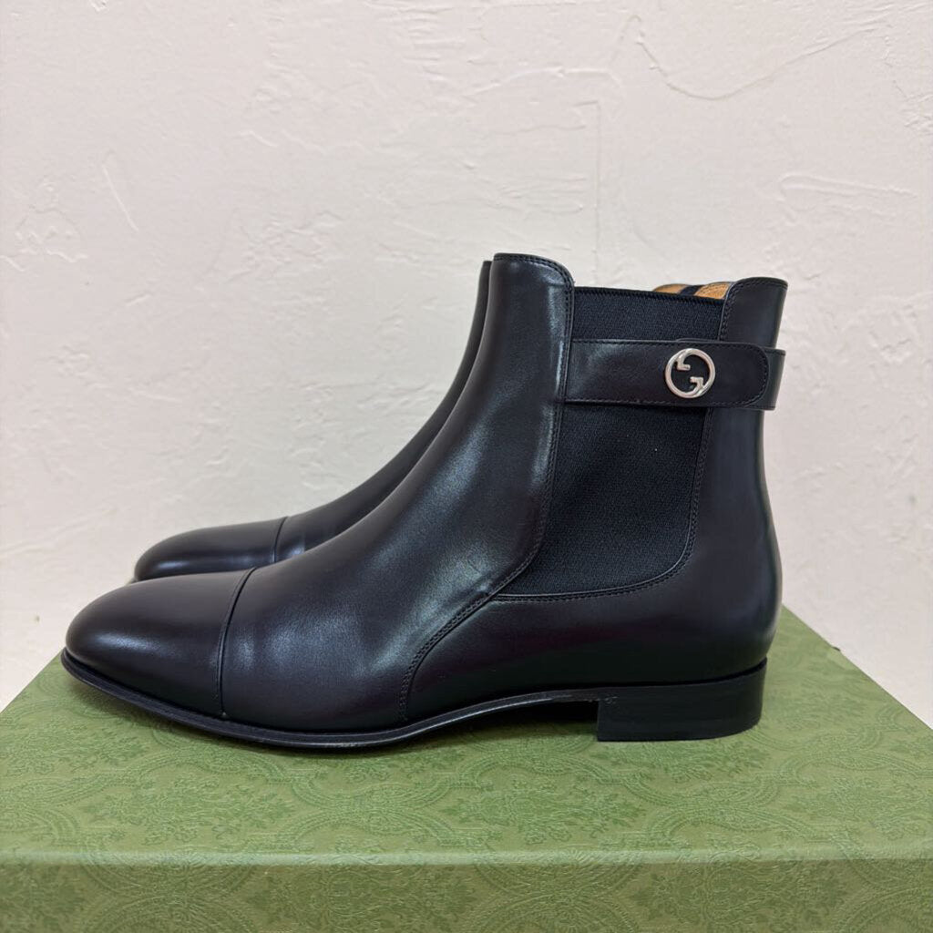 Mens Blondie Leather Buckle Chelsea Boots W/BOX