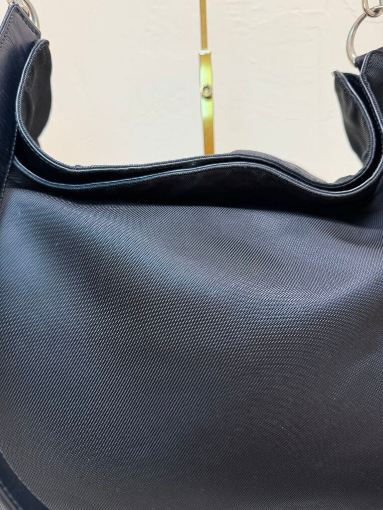 Nylon Bamboo Handle Hobo Tote