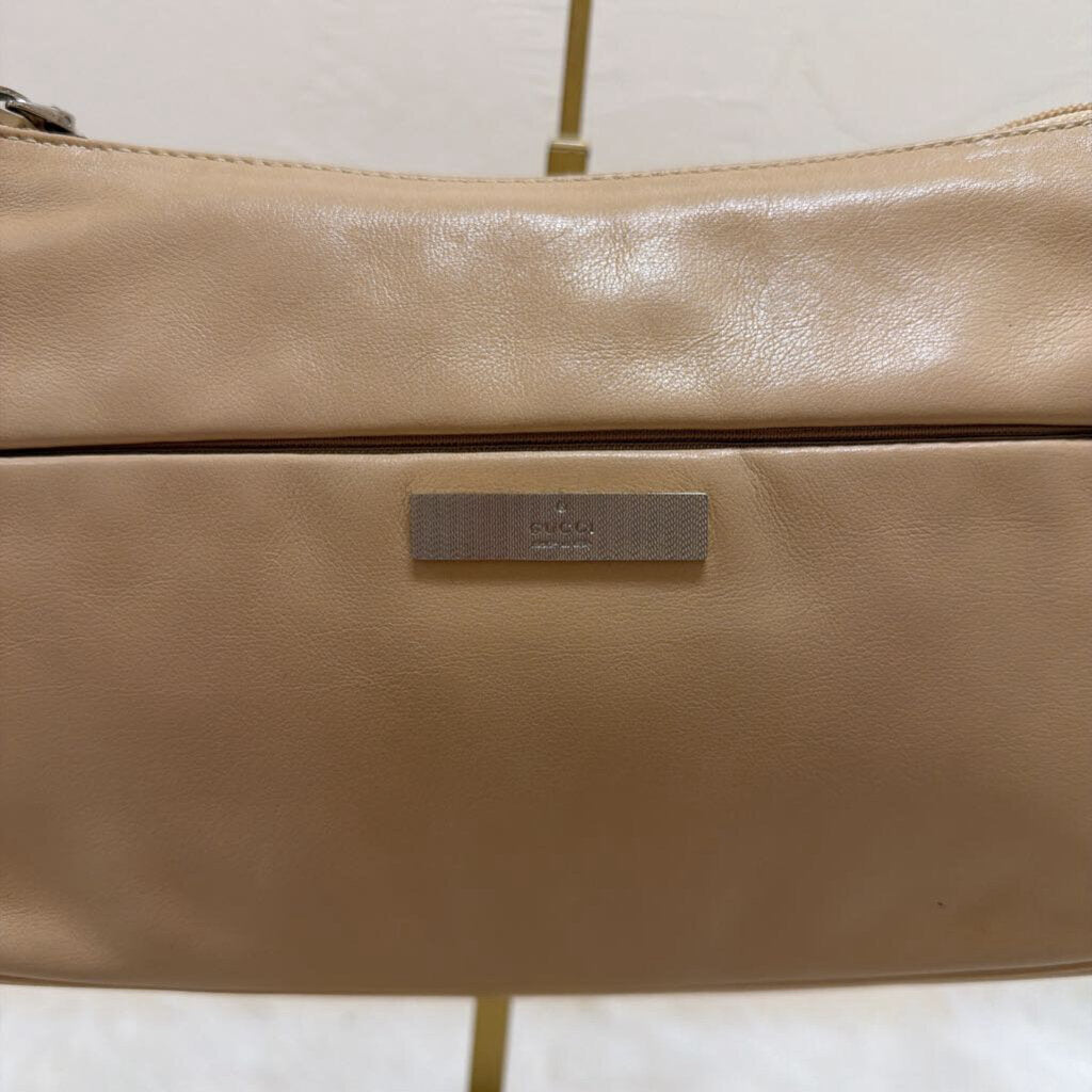 Neutral Leather Bamboo Shoulder Bag