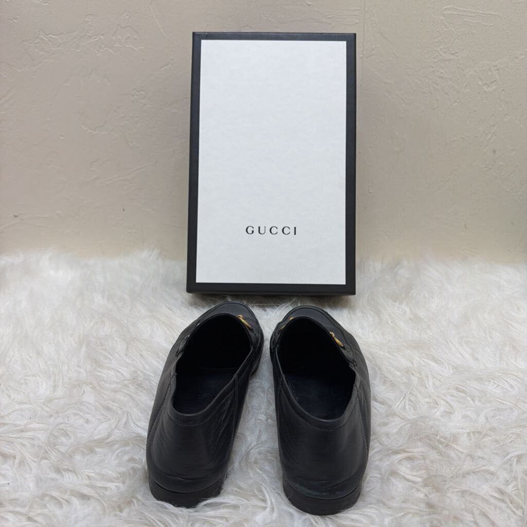 Leather with Gold Horsebit loafer