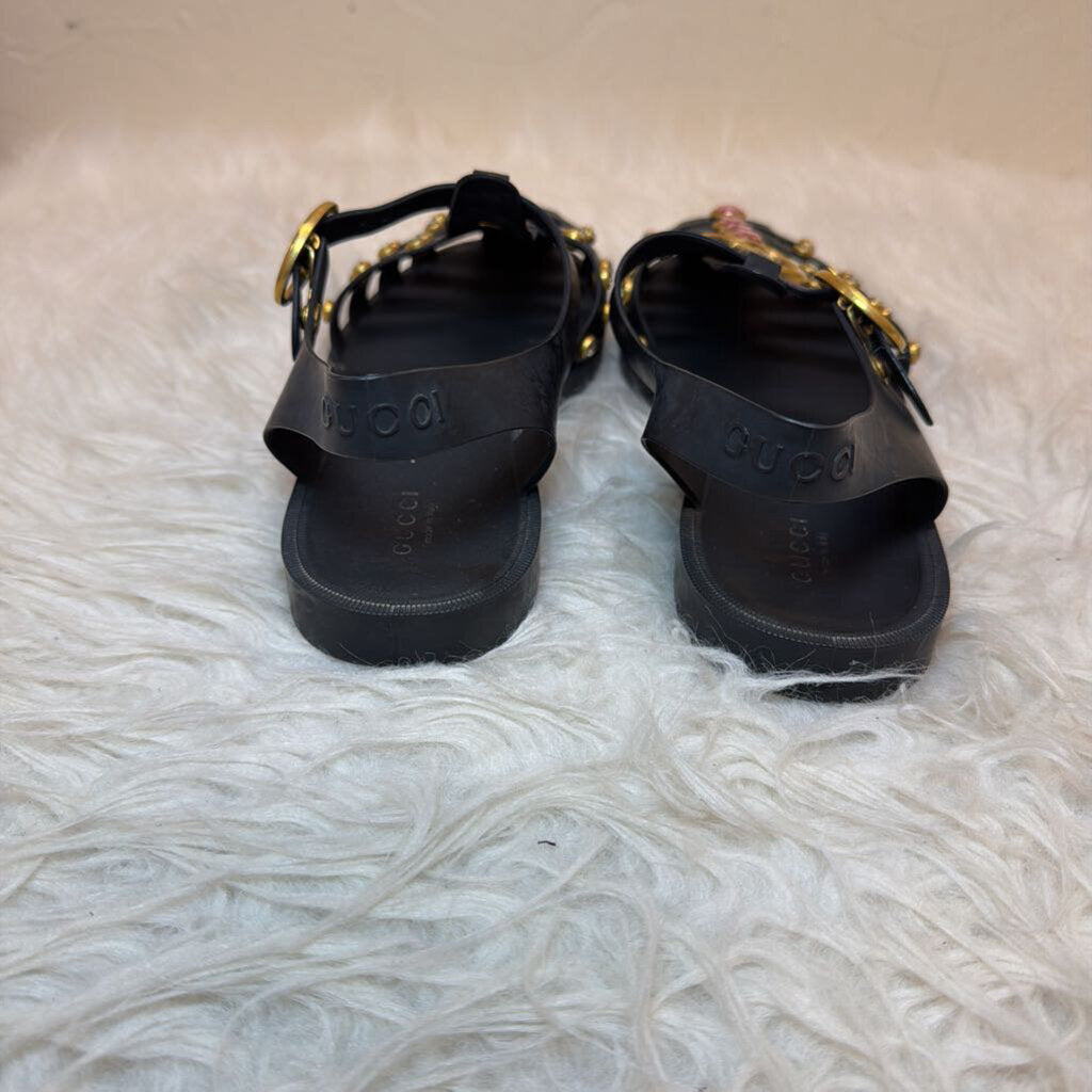 GG Logo & Jewel Rubber Gladiator Sandal