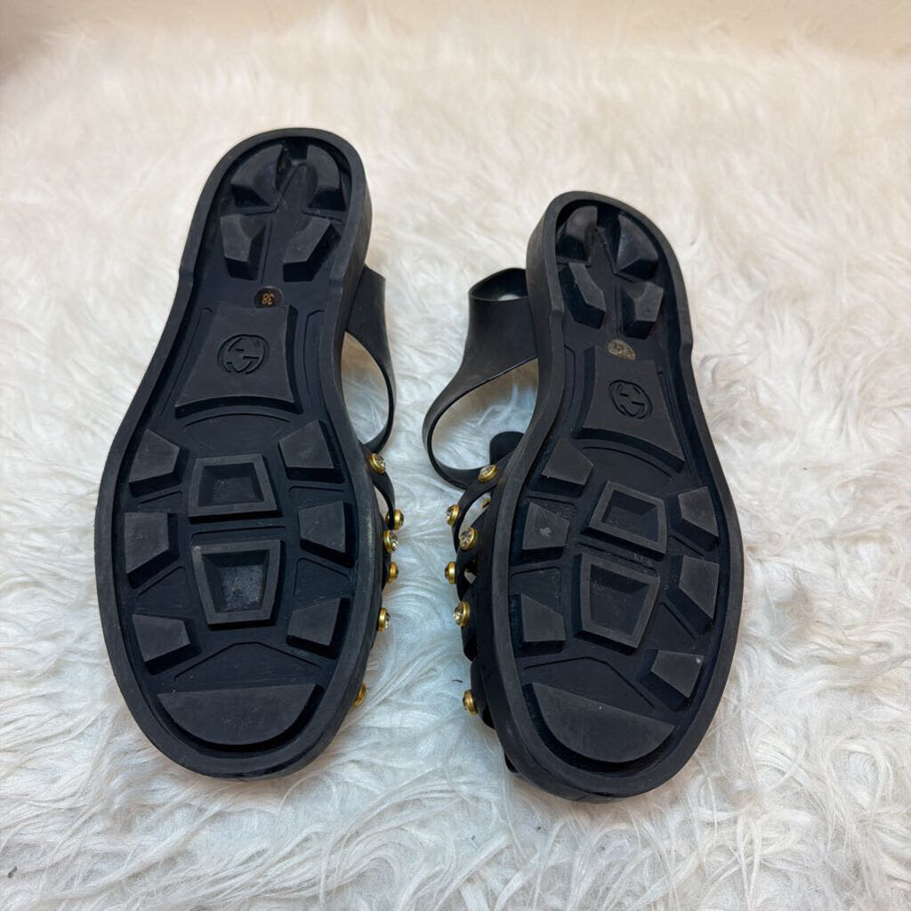 GG Logo & Jewel Rubber Gladiator Sandal