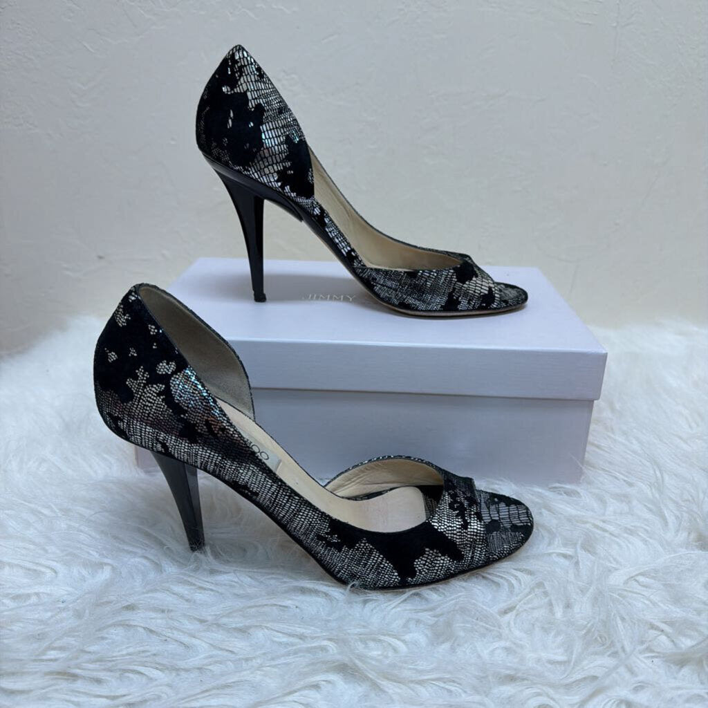 Metallic Printed Suede Silver Gino