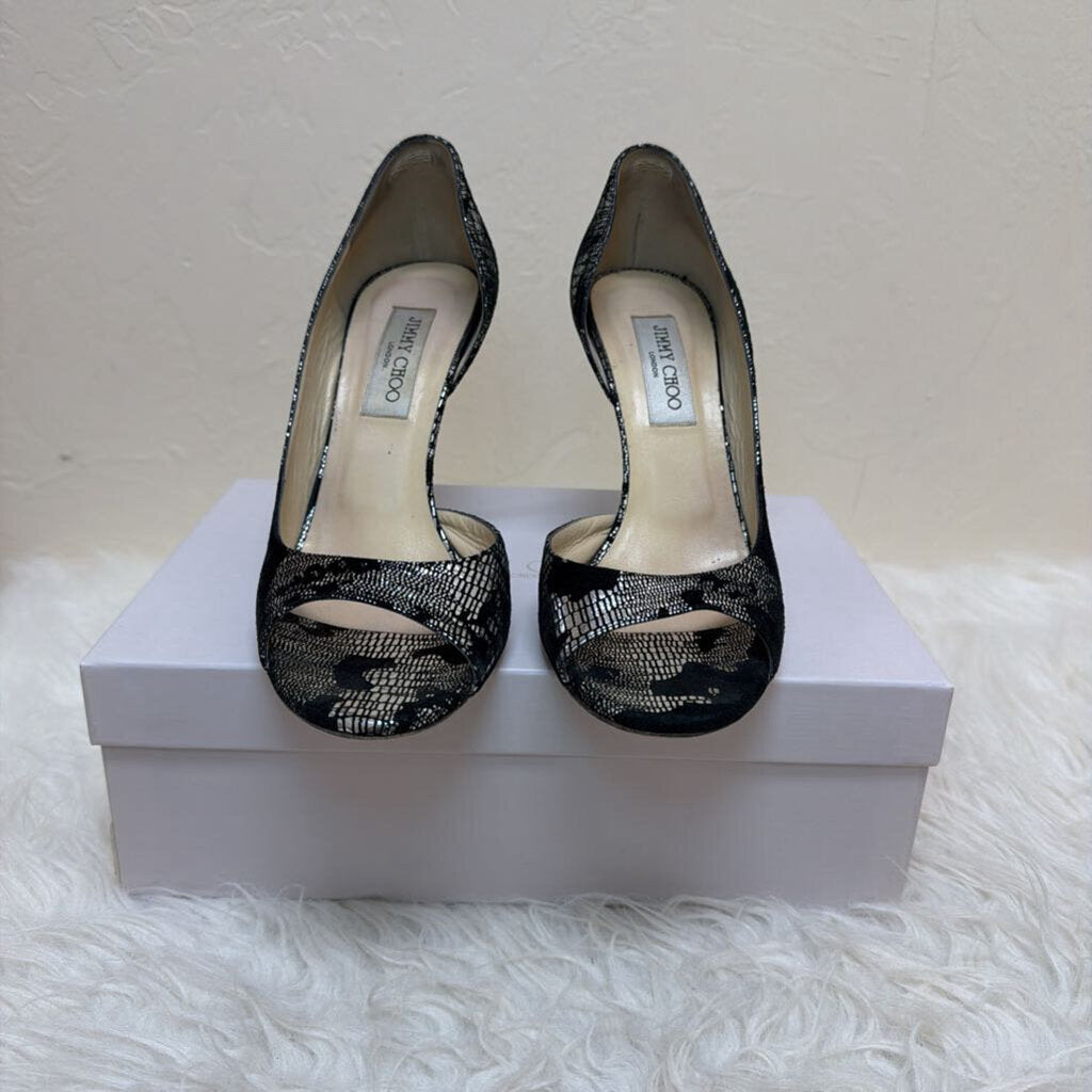 Metallic Printed Suede Silver Gino