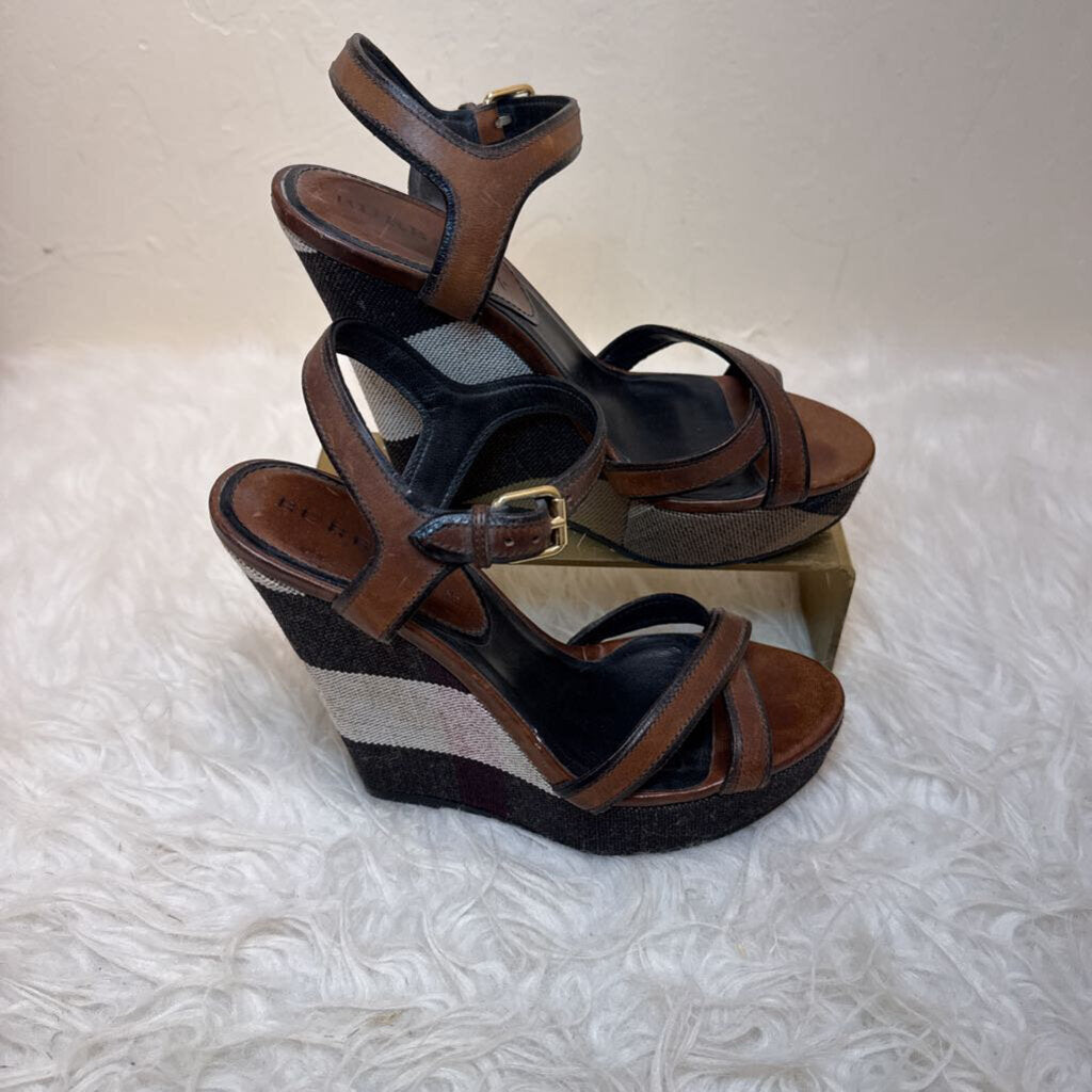 Check Leather and Platform Wedge (Dust bag)