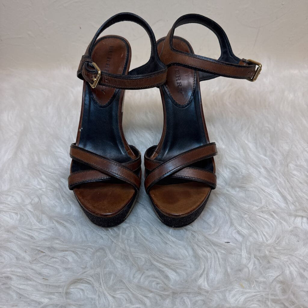 Check Leather and Platform Wedge (Dust bag)