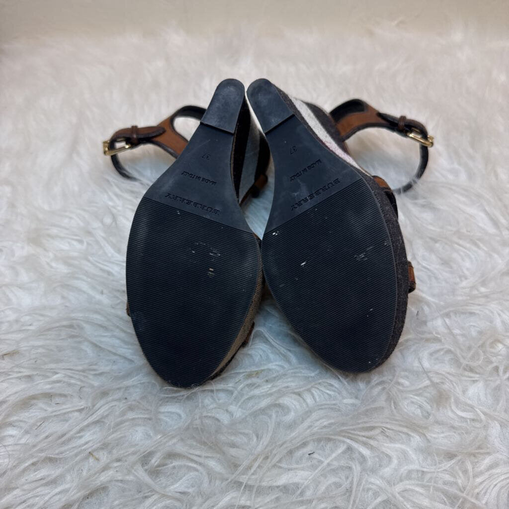 Check Leather and Platform Wedge (Dust bag)